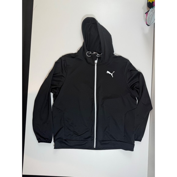 Puma Mens XXL Black Full Zip Active Training Warm Up Hoodie Jacket - Picture 1 of 5